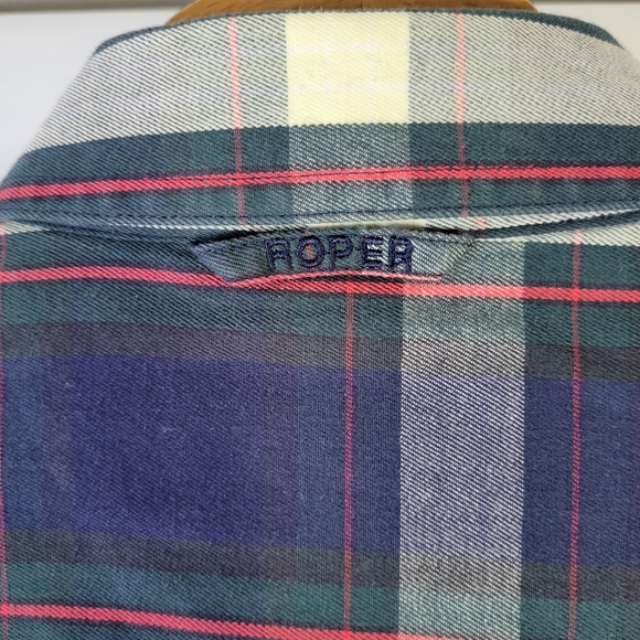 Mens Roper LS Plaid 100% Cotton Button Front Shirt Size Medium - Picture 8 of 13